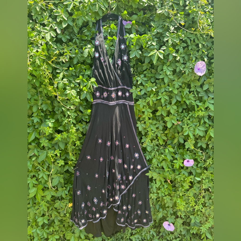 Temperley London Black and Purple Maxi Dress